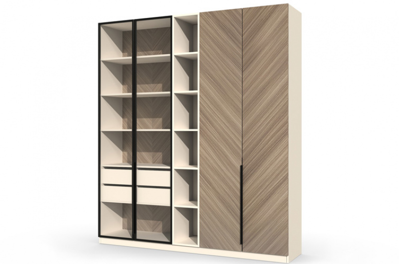 Шкаф 4-створчатый с витриной Шале